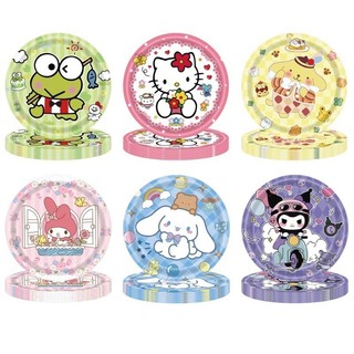 Khay giấy hình tròn 7 inch hoạt hình dễ thương mới / Hello Kitty / Yugui Dog / Bộ đồ ăn trang trí tiệc Kuromi