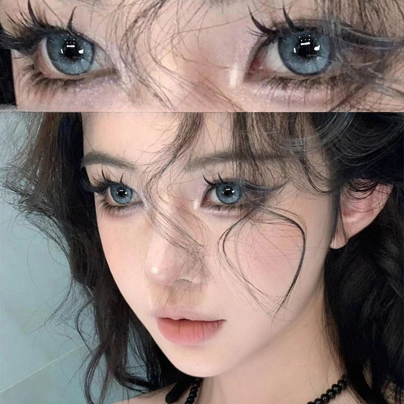 Set 2 Kính Áp Tròng Màu Đen contact lenses 0 ~ -8.00 black len 14.2mm lens cận lens nâu bean black 36