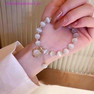 {FH Fashion} Vòng tay đính cườm Opal tinh tế dành cho nữ Mặt dây chuyền may mắn thanh lịch Vòng tay đàn hồi nhẹ nhàng Thời trang Trang sức sang trọng Quà tặng cho bé gái.