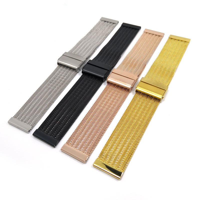 Dây Đồng Hồ Thay Thế Bằng Thép Không Gỉ Dạng Lưới Kích Thước 18mm 20mm 22mm 24mm