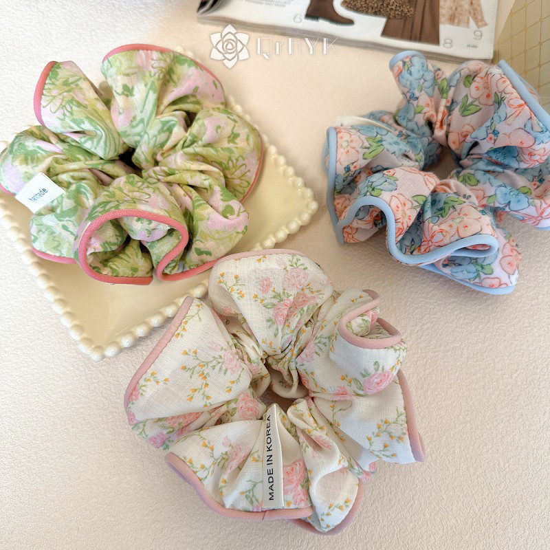 Qrhyk Thời Trang Hàn Quốc Hoa Scrunchies Nữ Cô Gái Tóc Co Giãn Cao Su Phụ Kiện Dây Buộc Tóc Dây Mũ Đội Đầu Mới