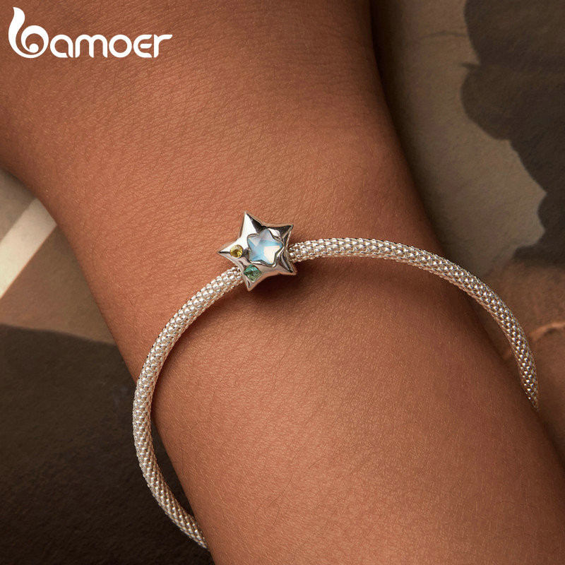 Bamoer 925 Sterling Sliver Charm Balloon Star Mặt dây chuyền Phụ kiện Series cho vòng tay