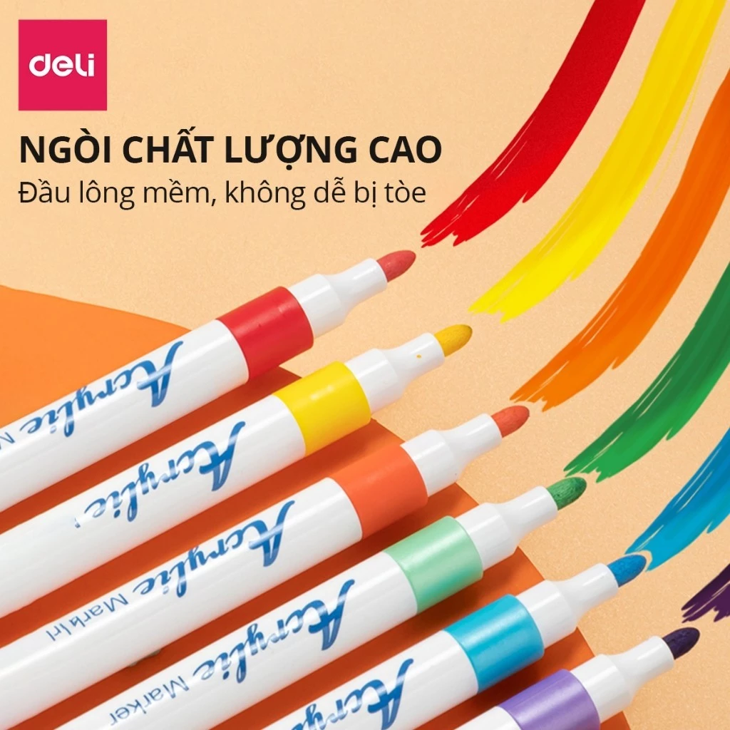 [MÃ 40K LIVE]  Bút Sơn Acrylic Marker Deli Chính Hãng  -12/24/36/48/64/80 Màu Trên Mọi Chất Liệu DIY