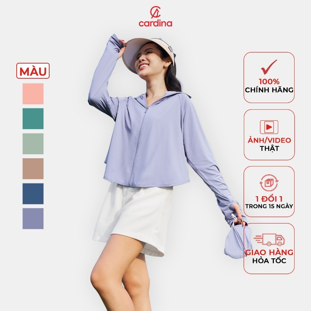 Áo chống nắng nữ CARDINA thiết kế cánh dơi mũ liền CN cool max chống tia cực tím hiệu quả 4NHF03