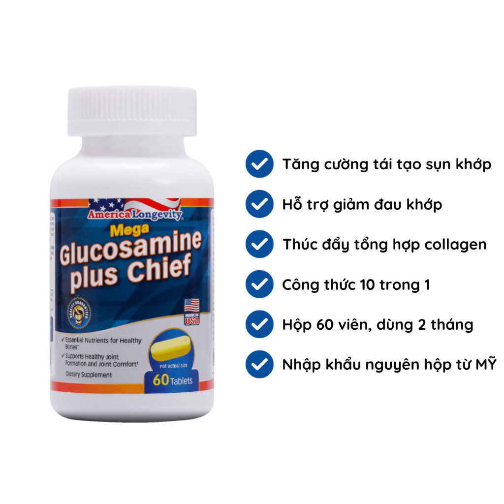 Viên Uống Bổ Xương Khớp Cao Cấp Glucosamine Plus Chief AmericaLongevity ...