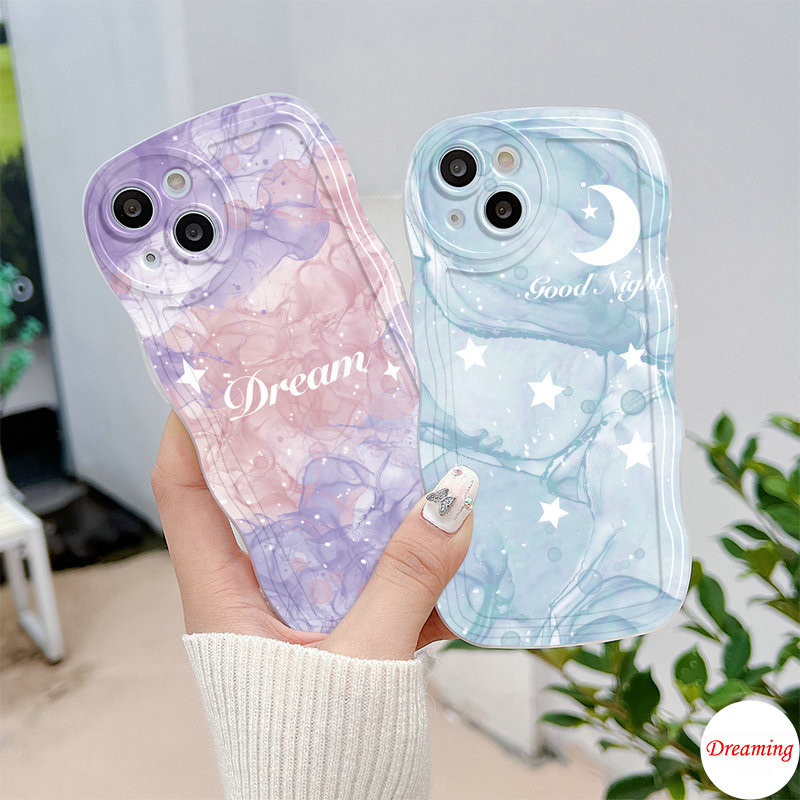 Ốp Lưng Cho Samsung Galaxy S24 S23 S22 S21 S20 Plus Ultra FE A50 A30 A20 A71 A70 A10S A12 M12 A11 M11 A21S J7 Prime Hình Bầu Dục Mắt Lớn Họa Tiết Sóng Họa Tiết Họa Tiết Giấc Mơ Trăng Và Ngôi Sao