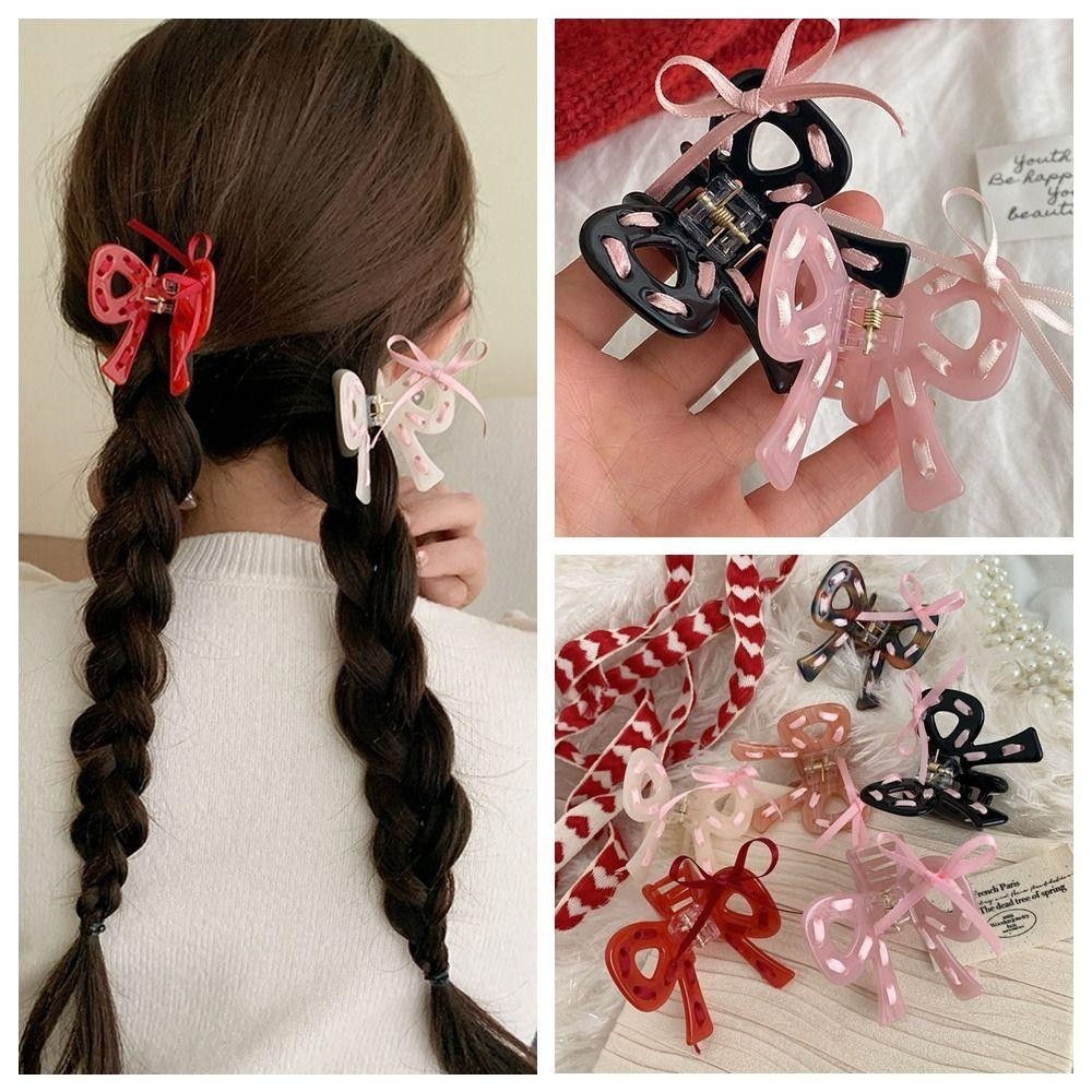 Kẹp Tóc Càng Cua Hình Bướm Gắn Nơ/Ruy Băng Mới Xinh Xắn Phong Cách Hàn Quốc Phụ Kiện Tóc Nữ Empoli