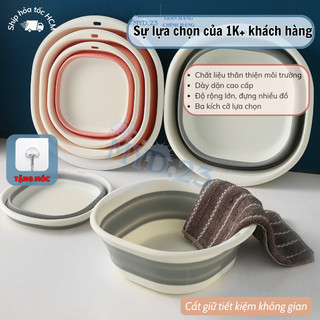 Bộ 3 Thau gấp gọn, chậu xô xếp gọn Myd.23 Chất liệu Silicon dày dặn tiết kiệm không gian tiện lợi thông minh