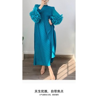 Miyake Xếp Ly Plus Kích Thước Đầm Nữ Cao Cấp Váy Chảo Hoa Rời Ôm Hơn Nhìn 2024 Đầm Phong Cách Mới