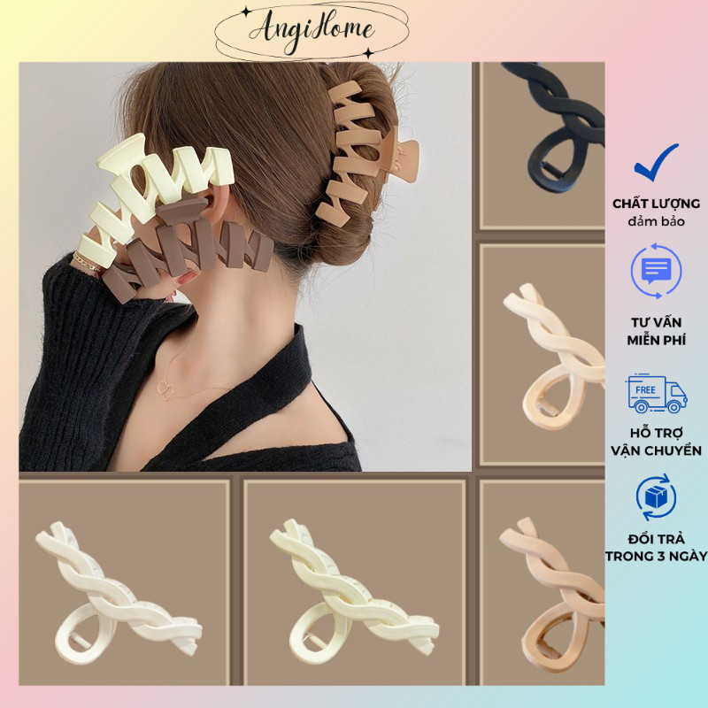 Kẹp tóc càng cua Hàn Quốc nữ đẹp hottrend nhám cỡ size lớn  - Cặp búi tóc dễ thương cào 10 răng, 14 răng ANGIHOME