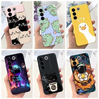 Vivo V27e V27 V27Pro Vỏ hoạt hình phi hành gia khủng long mèo dễ thương Vivo V27 Pro V 27 27 27e V2237 V2230 V2231 Vỏ điện thoại mềm Jelly Silicon