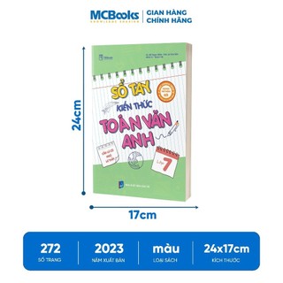 Sách Sổ tay kiến thức Toán – Văn – Anh Lớp 7 (Dành cho cả 3 bộ sách: Kết nối, tri thức và cánh diều)