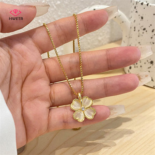 Hwetr May Mắn Bốn Cỏ Ba Lá Vòng Cổ Dành Cho Nữ Opal Hoa Mặt Dây Chuyền Vòng Cổ Thời Trang Xương Đòn Dây Chuyền Choker Cưới Trang Sức Quà Tặng Mới