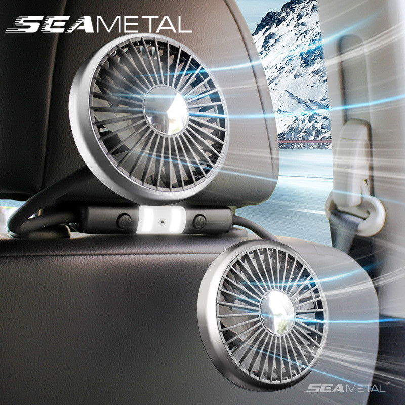quạt ô tô 12v SEAMETAL Quạt ô tô hai đầu di động Xoay 360 độ Quạt làm mát không khí tự động 3 tốc độ có thể điều chỉnh cho bảng điều khiển Ghế sau xe tải
