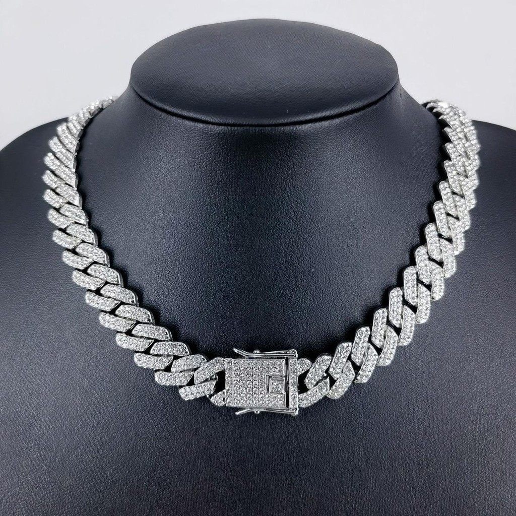 (Tặng nhẫn) Dây chuyền đính đá cuban bản lớn 14mm