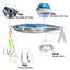Kim Loại Dạ Quang Chậm Jig 3D In Thân 20-80g Chìm Đúc Jigging Mồi Với Hai Móc Hỗ Trợ Cho Cá Ngừ Bass Đúc Dài Câu Cá Jig Mồi