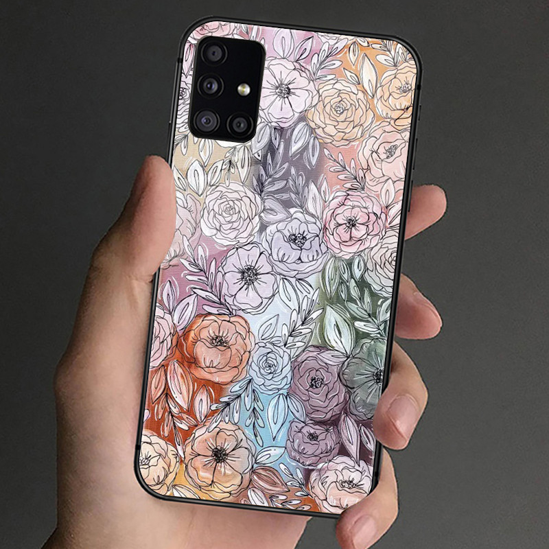 Hoa Cổ Điển 01 Kính Cường Lực Ốp Lưng Điện Thoại Samsung Galaxy A10 A14 A16 A25 A35 A22 4G A32 A33 A34 A40 A42 A52 A53 A54 A55 A70 A71 A72 A73 5G Cover