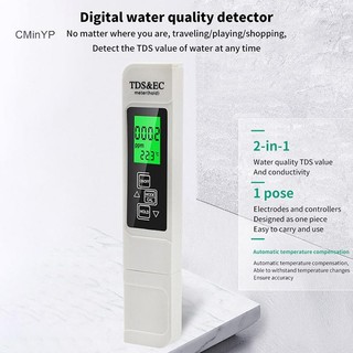 Cminyp Máy đo nước 3 trong 1 TDS EC Máy kiểm tra nhiệt độ Bút LCD Bộ lọc tinh khiết Chất lượng vinh quang