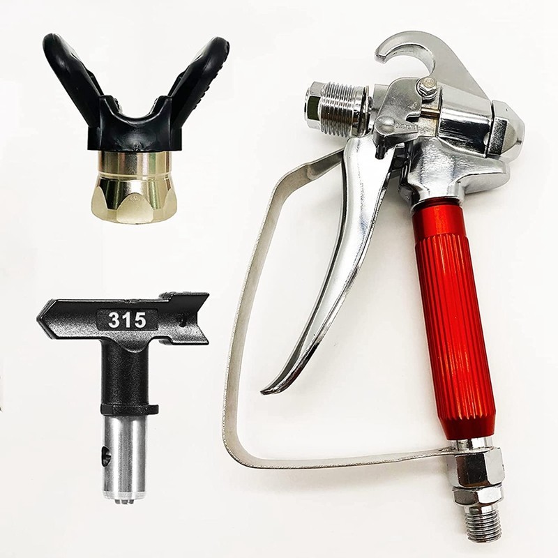 Máy phun sơn khí kèm 2 đầu phun, bảo vệ vòi phun, 2 bộ lọc không khí cho bơm