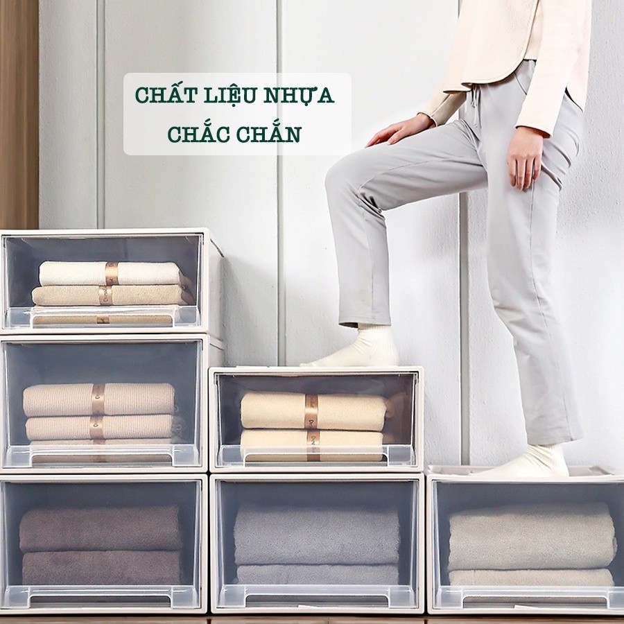 Hộp Ngăn Kéo Đựng Quần Áo 45L Enoda Home, Hộp Lưu Trữ Đồ Đạc Dạng Ngăn Kéo Nhựa Cao Cấp Dày Dặn Q006