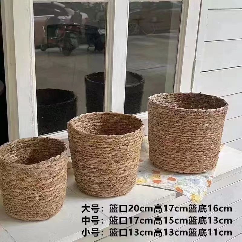 Phong Cách Bắc Âu Mây Dệt Chậu Hoa Handmade Hoa Tự Làm Quà Tặng Sinh Nhật Trang Trí Đa Năng Dệt Xô Ins Phong Cách