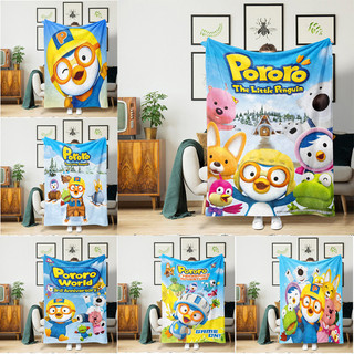 Pororo Flannel chăn chim cánh cụt nhỏ, sofa, điều hòa, ngủ văn phòng, quà tặng gia đình in 1 mặt