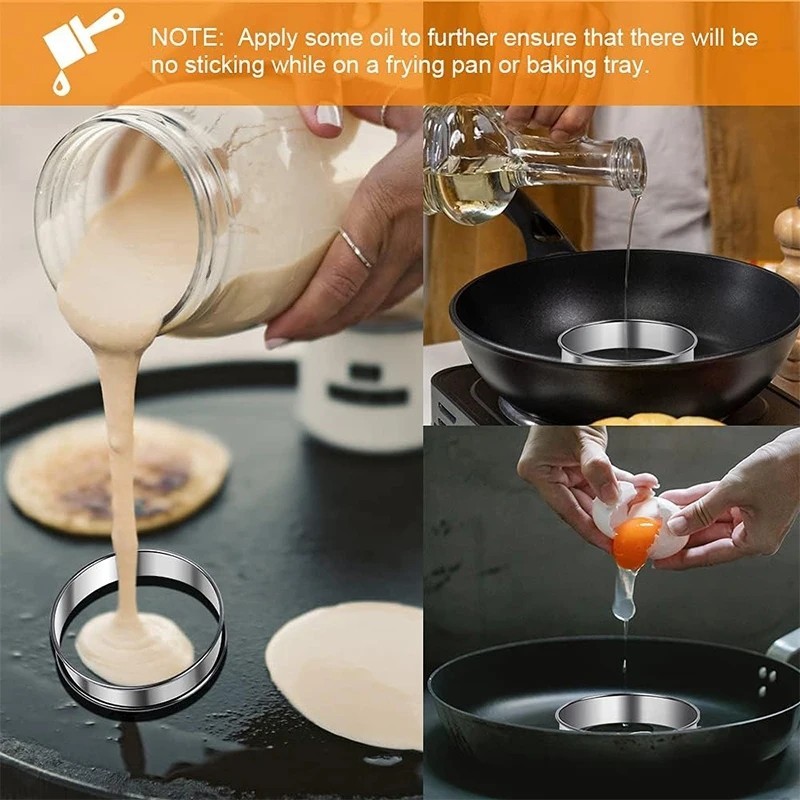 Khuôn làm bánh - Khuôn nướng bánh tròn bằng thép không gỉ 8 / 10CM - Vòng bánh Mousse cạnh cán đôi - Bánh quy, Món tráng miệng, Khuôn cắt trái cây - Dụng cụ làm bánh - Vòng làm đầy chanh