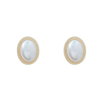 Pháp Retro Hepburn Phong Cách Baroque Bông Tai Ngọc Trai Hình Bầu Dục Nữ