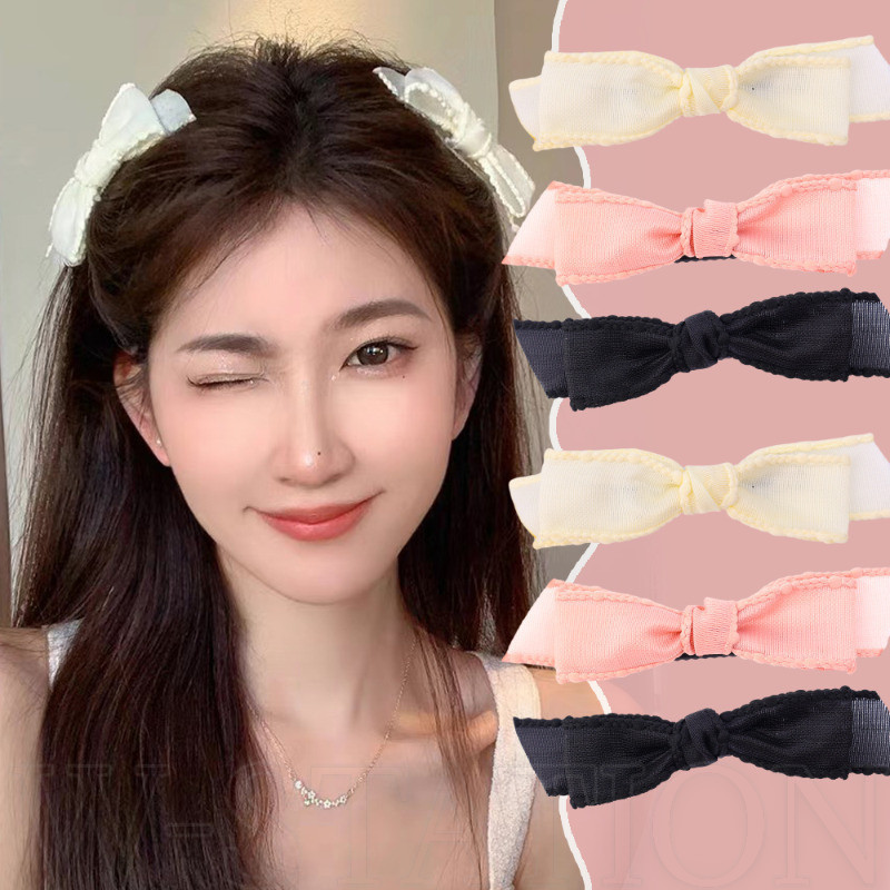 Kẹp viền nơ Organza - Kẹp tóc nữ - Thời trang, đơn giản, gió cổ tích ngọt ngào - Barrettes phong cách Hàn Quốc - Giá đỡ đuôi ngựa ngọt ngào cho bé gái - Phụ kiện tóc nhung thanh lịch