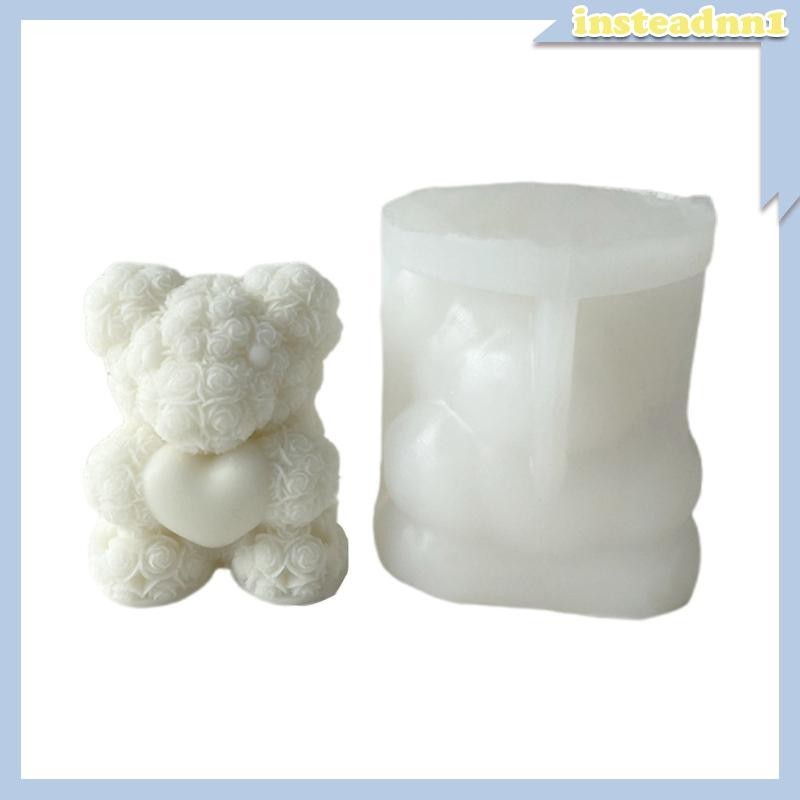 Khuôn Silicone Tạo Hình Làm Nến Thủ Công Hình Gấu Hoa Hồng Để Bàn Trang Trí Nhà Cửa