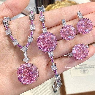 Châu Âu Mỹ ins Phong Cách Mới Hình Bát Giác Thiên Niên Kỷ Hoa Hồng Cắt Tím Kim Cương Màu Kim Cương Phù Hợp Với Nữ