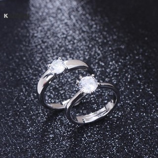 Kuzhen 1 Cặp Đôi Cổ Điển Có Thể Thay Đổi Kích Thước Nhẫn Đính Hôn Nam Nữ Kim Cương Giả Có Thể Điều Chỉnh Quà Tặng Valentine HOT