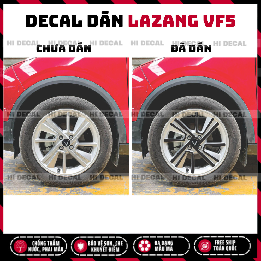 Tem Lazang VF5, Decal dán mâm VF5 trang trí tạo điểm nhấn