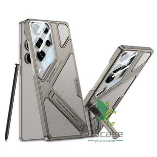 Giáp Có Thể Điều Chỉnh Chân Đế Da Bao Da Cho Samsung Galaxy S25 S24 S23 Ống Kính Phim Mạ