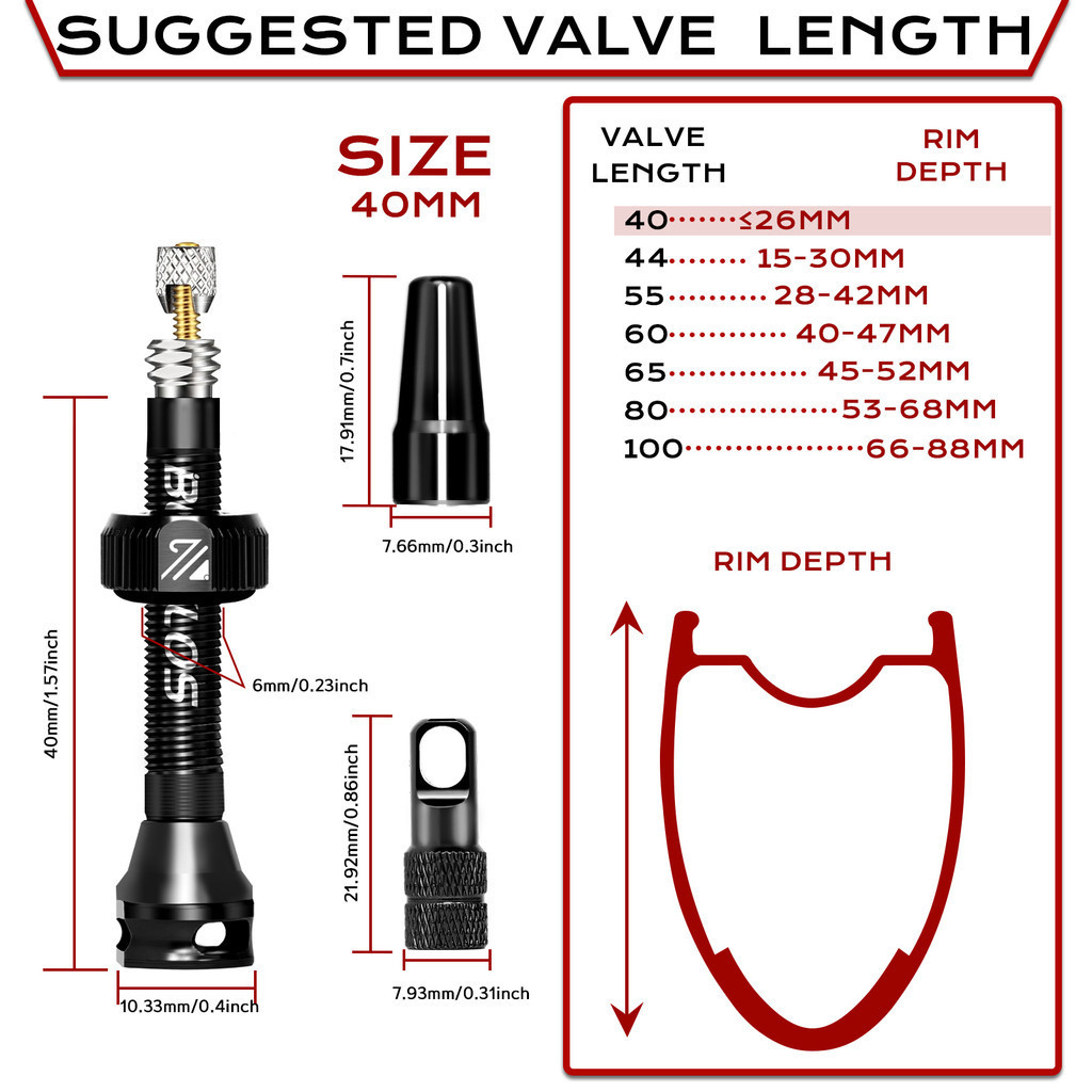 BUCKLOS 40-100mm Xe Đạp Presta Van 2 Chiếc MTB Xe Đạp Đường Bộ Không săm Vành Lốp Xe Đạp Phần