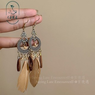 Nhẫn Tai Tua Rua Lông Vũ Phong Cách Nhật Bản và Bohemian