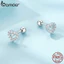 Bamoer 925 Sterling Sliver Bông Tai Thiết Kế Trái Tim Trang Sức Quà Tặng Cho Nữ