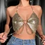 Pealike Nữ Hoa Kim Cương Giả Dây Áo Ngực Không Lưng Dây Xích Trái Tim Camisole Crop