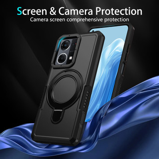 Dành cho OPPO Reno 7 4G / Reno 8 4G / F21 Pro 4G Ốp điện thoại có giá đỡ vòng PC cứng Mặt sau TPU mềm Edge Bảo vệ chống rơi cấp quân sự Vỏ mỏng chống sốc