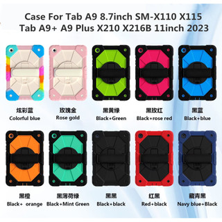Ốp Lưng Cho Smausng Tab A9 8.7inch SM-X110 X115 A9 + A9 Plus X210 X216B 11inch 2023 Xoay Được Đứng Vỏ Chịu Lực Chịu Lực Cao Chống Sốc Có Dây Đeo Tay Vai Vỏ Phụ Kiện
