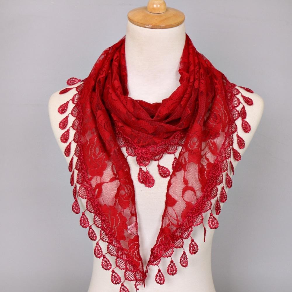 Khăn quàng cổ tam giác GUSTAVA, Khăn choàng hoa hồng Jacquard nguyên khối dành cho nữ, Băng đô cầu nguyện cho nhà thờ đám cưới bằng vải Polyester