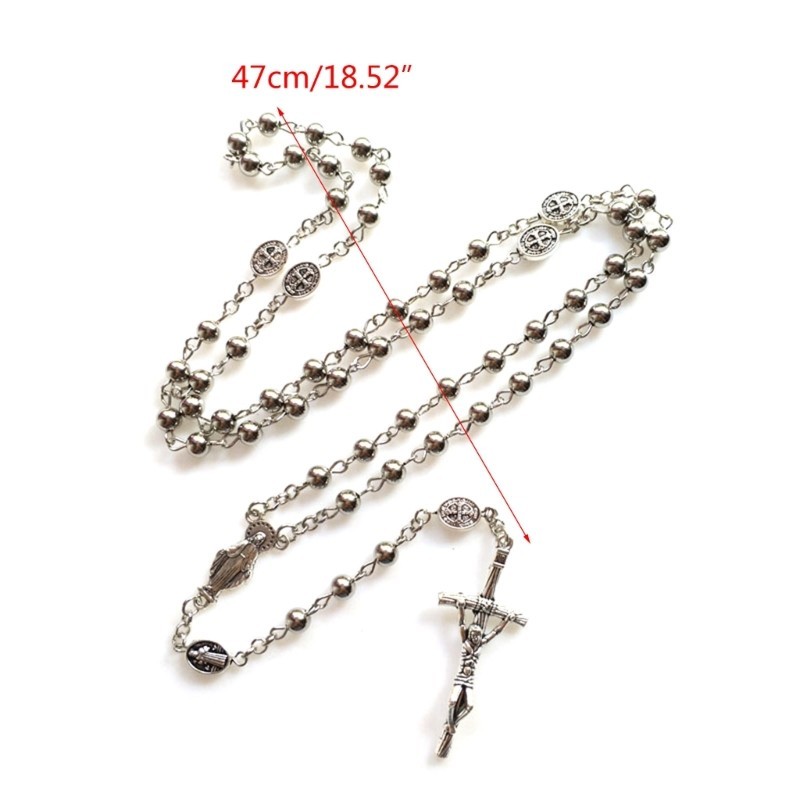 PPY Kim Loại Mân Côi Hạt Vòng Cổ Với Chúa Giêsu Thánh Giá Cầu Nguyện Công Giáo Dây Xích Dài Trang Sức Thời Trang Tôn Giáo Cho Bé Gái