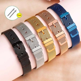 Dây đeo đồng hồ Milanese 10-22mm 0.6 lưới cho dây đeo đồng hồ bằng thép không gỉ cổ điển DW 10mm 12mm 14mm 16mm 18mm 20mm 22mm Dây đeo đồng hồ nam nữ Vòng tay màu đen Bạc hồng vàng