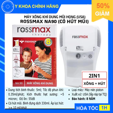 Máy xông khí dung Rossmax NA90 ( kèm hút dịch mũi ) | Máy xông mũi họng tiêu chuẩn Mỹ