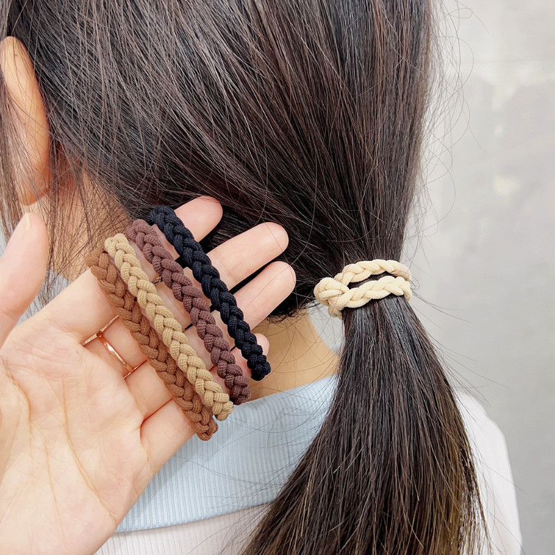 Scrunchie dệt có độ đàn hồi cao - Đơn giản, màu trơn, bền bỉ - Mũ đội đầu dây thời trang - Dây cao su bé gái - Giá đỡ đuôi ngựa - Phụ kiện tóc nữ Mũ đội đầu