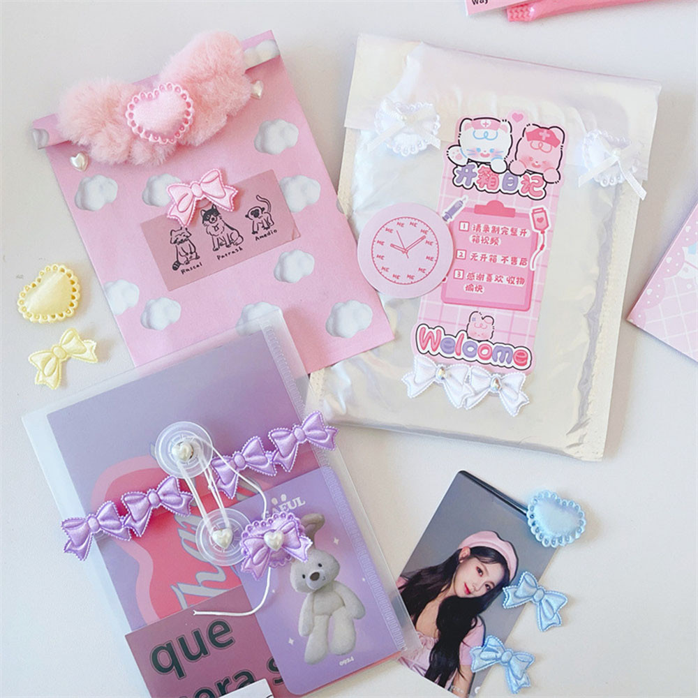 Nơ Trái Tim Phụ Kiện Photocards Bao Phụ Kiện Trang Trí Photocard Giá Đỡ Bao Bì Chất Liệu DIY Quà Tặng Dễ Thương 10 Chiếc