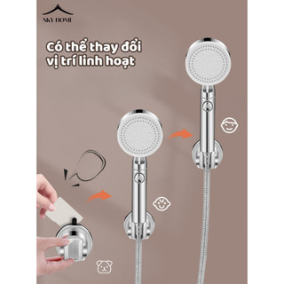 Giá Đỡ Vòi Sen Gắn Tường Có Cốc Hút Xoay 120 Độ, Giá Treo Vòi Hoa Sen Chống Nước, Chịu Lực Tốt GD01 - NGÓI HOME