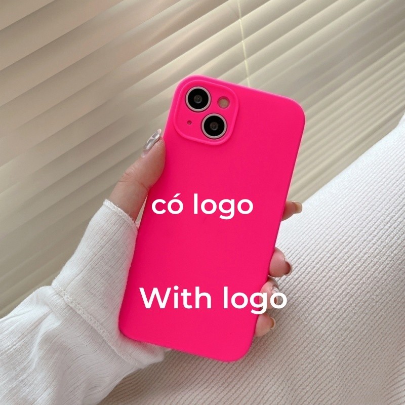 Vỏ silicon màu hồng tươi sáng cho iPhone 17 / 16 / 15 / 14 / 13 / 12 / 11 / Pro max / Plus Bảo vệ vỏ chống rơi