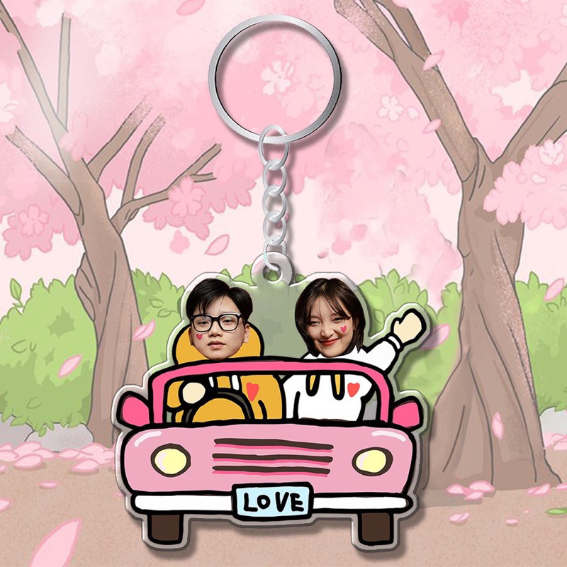 Móc khóa in hình chibi cute cặp đôi theo yêu cầu - Quà Tặng Sango
