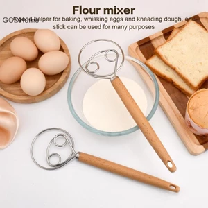 Gcdhome 10 Inch Sáng Tạo Tay DIY Đan Mạch Bánh Mì Thép Không Gỉ Máy Nướng Bánh Mì Bột Đánh Trứng Dụng Cụ Trộn Tay Cầm Bằng Gỗ HOT